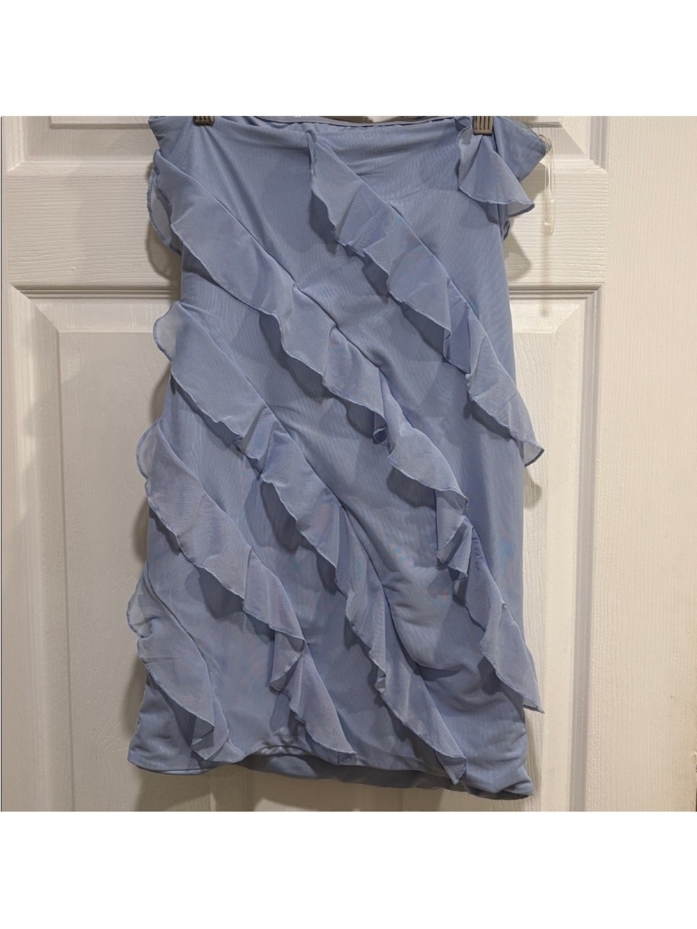 Strapless Ruffle Bodycon Dress in Light Lavender - Picture 6 of 8